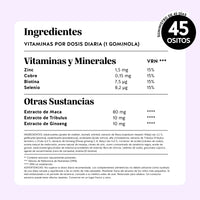 Bears with Benefits Oh Yeah Bear Libido – Ingredientes e información nutricional: zinc, cobre, biotina, selenio y 80 mg de extracto de maca, 10 mg de tribulus y 10 mg de ginseng por osito, 45 ositos.