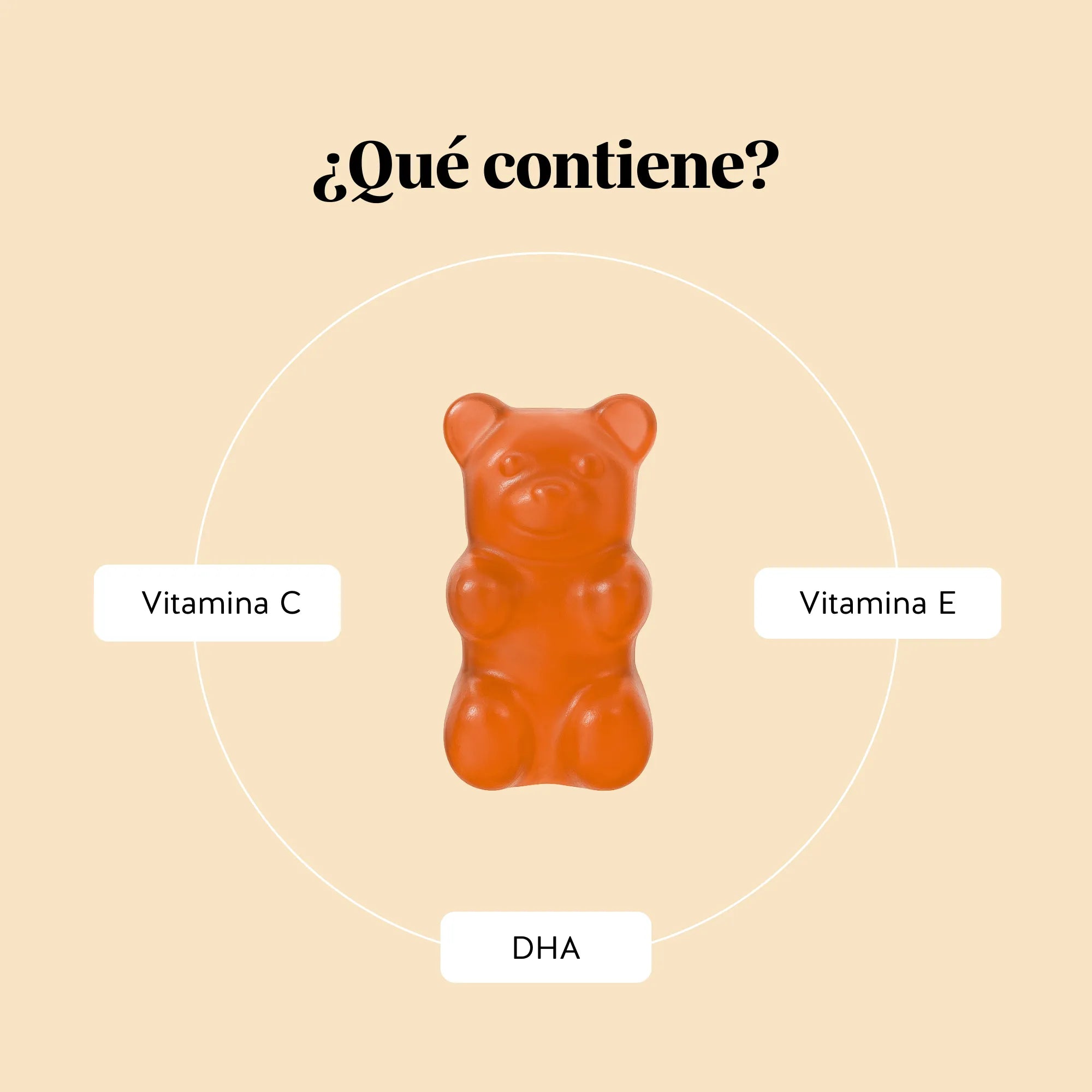 Ingredientes que contiene Catch of the Day Vitality Support con Omega 3 DHA y vitamina C de Bears with Benefits, seleccionados para contribuir a la energía y al funcionamiento normal del organismo.