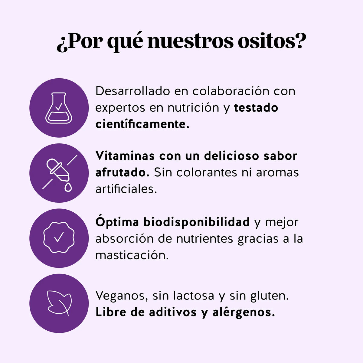 Bears with Benefits Re•Balance Menopause* Support – Gominolas veganas sin azúcares y con sabor natural a papaya, con ácido hialurónico, aceites de linaza y onagra y vitaminas esenciales para apoyar a la mujer durante la menopausia con una fórmula práctica y sabrosa.
