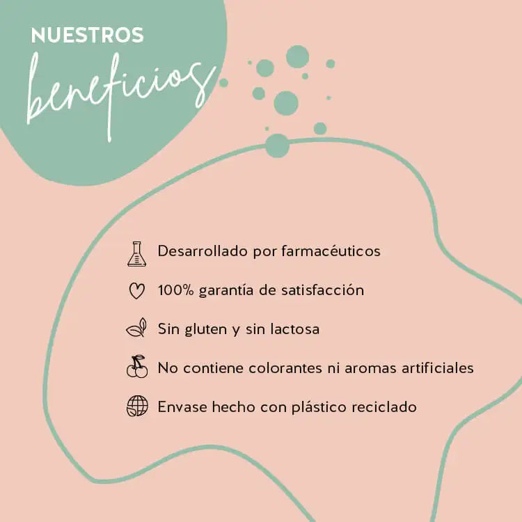Los productos Bears with Benefits se han desarrollado con farmacéuticos, tienen una alta biodisponibilidad y no contienen gluten ni lactosa. El envase está hecho de PET reciclado y hay una garantía de satisfacción del 100%.