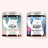 Duerme bien Duo bundle of 2 by Bears with Benefits consisting of the Keepin`It Calm vitamins with Ashwaganda and the Super Snooze Sleep vitamins with Melatonin.
