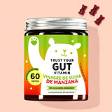 Una lata de Trust Your Gut Vitamins with Apple Cider Vinegar de Bears with Benefits para el bienestar intestinal.