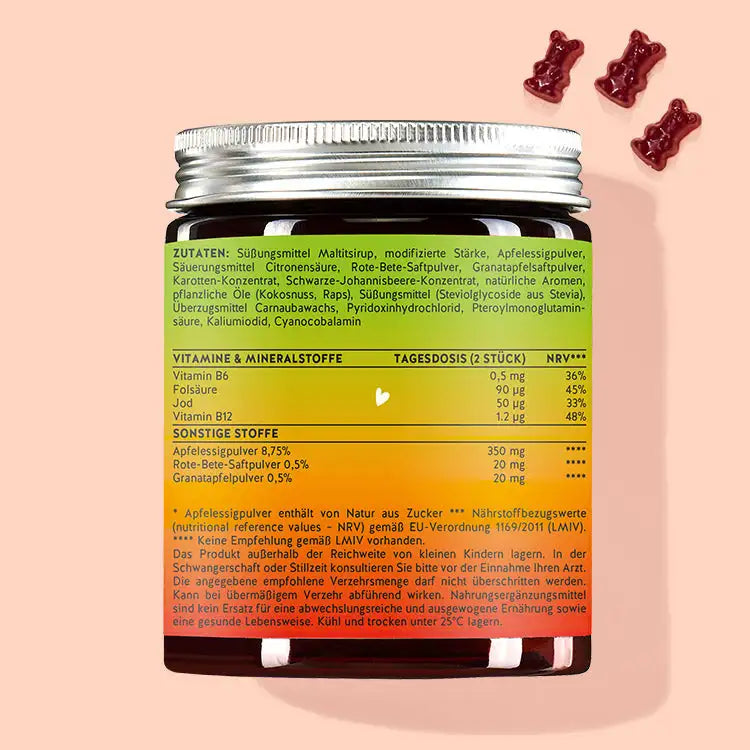 Dorso del producto Trust Your Gut Vitamins with Apple Cider Vinegar de Bears with Benefits for Gut Wellbeing.