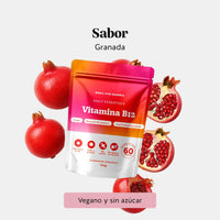 Bears with Benefits Daily Essentials Vitamina B12 – Gominolas veganas sin azúcar con sabor natural a granada y vitamina B12 para una suplementación diaria práctica y agradable, 60 piezas.