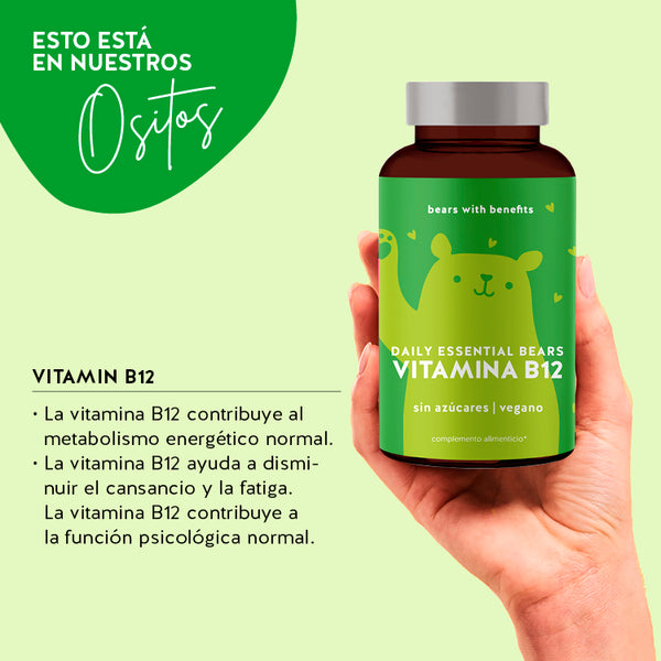 Esta imagen muestra los ingredientes del producto Daily Essential Bears con vitamina b12 de Bears with Benefits.