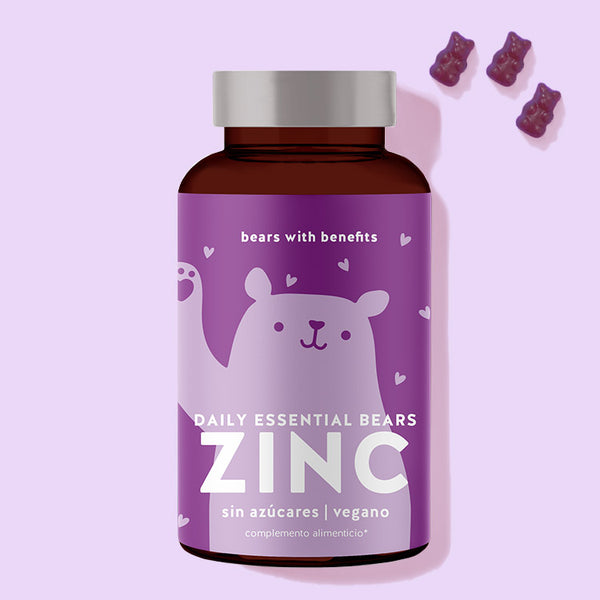 Esta foto muestra un envase del producto Daily Essential Bears Zinc de Bears with Benefits.