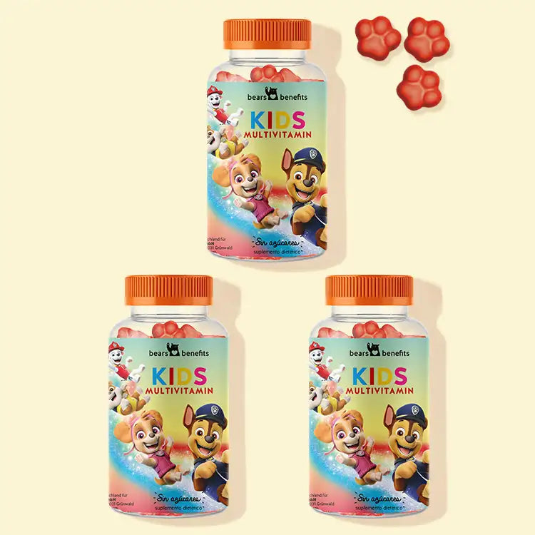 Las vitaminas Paw Patrol con complejo multivitamínico para niños por Bears with Benefits como un curso de 3 meses.