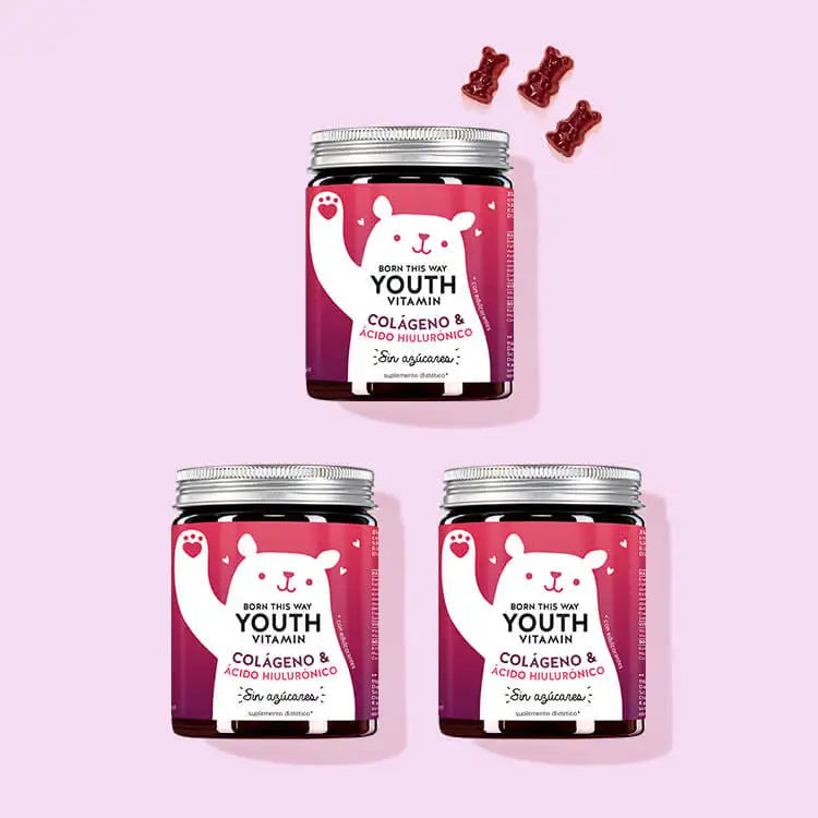Las Vitaminas de Juventud Born This Way con Colágeno de Bears with Benefits como cura de 3 meses.